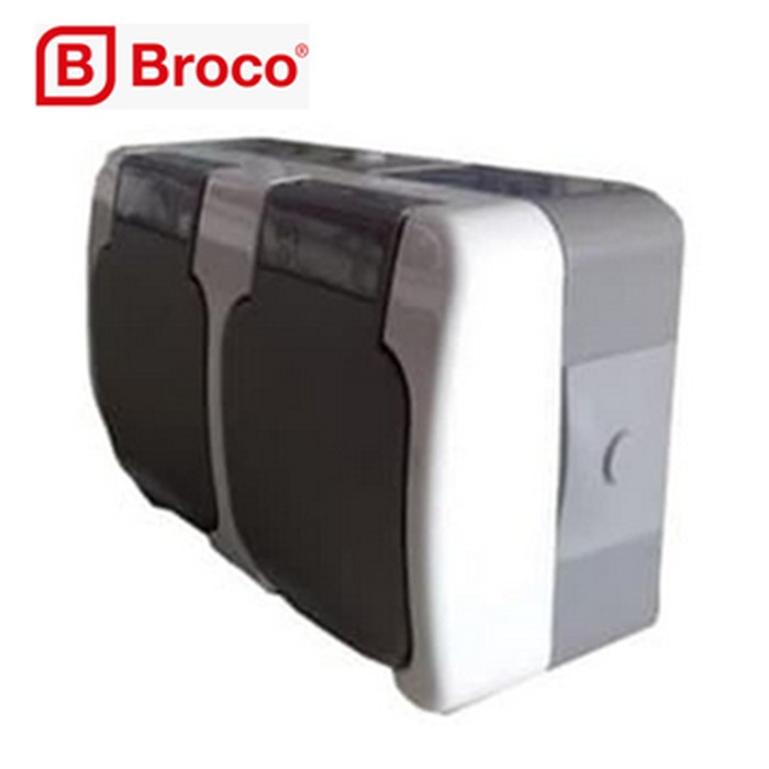 Atlantic Double Socket Outlet Outdoor BROCO Stop Kontak Tutup 2252