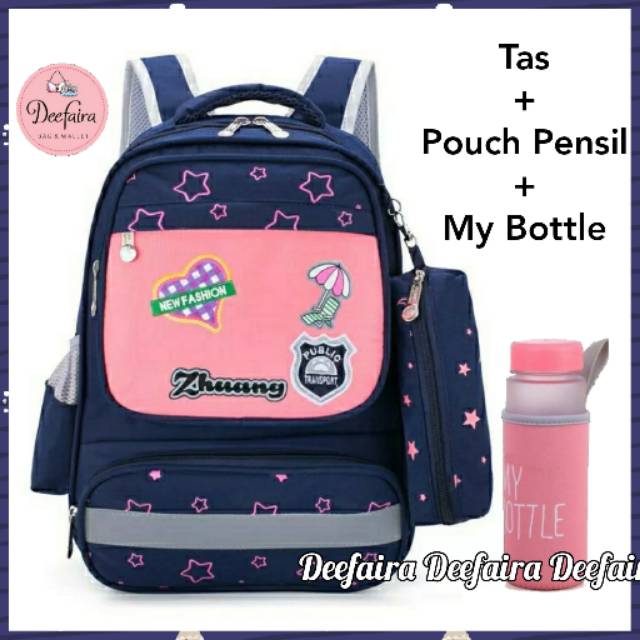 Tas Sekolah Anak Perempuan Backpack Wanita Set 3in1