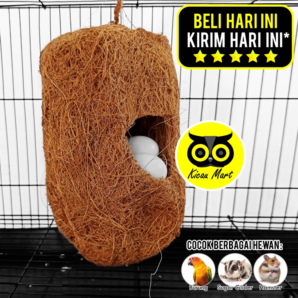 SARANG SUSUH GANTUNG BENTUK KAPSUL SARANG COCOFIBER SUSUH SERAT KELAPA TEMPAT BERTELUR BURUNG LOVEBIRD KENARI PLECI