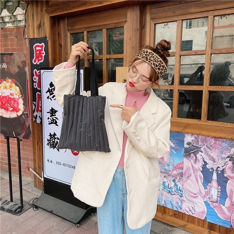 TM-68 tas belanja bahu kain kerut shopping bag import korea jepang