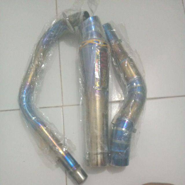 Knalpot kou blu gold buat mx satria fu vixion tiger mp new cbr dll-1