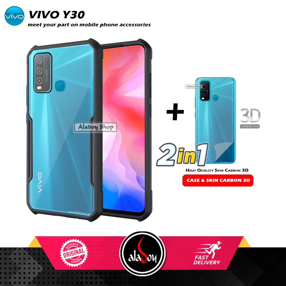 Case Vivo Y30 Armor Fusion Transparent Casing Free Skin Carbon 3D