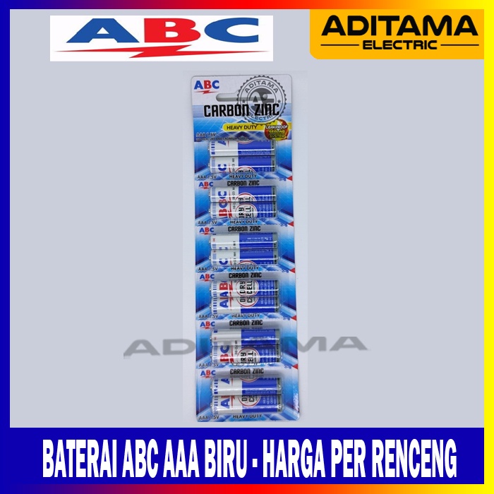 BATERAI ABC BIRU AAA A3/ABC BATTERY BIRU AAA A3 1,5 VOLT HARGA PER RENCENG