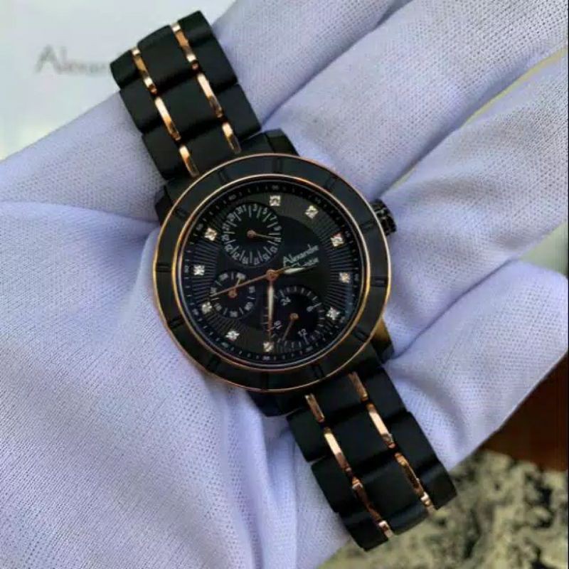JAM TANGAN PRIA ALEXANDER CRISTIE AC COLLECTION 9205 BLACK ROSE GOLD