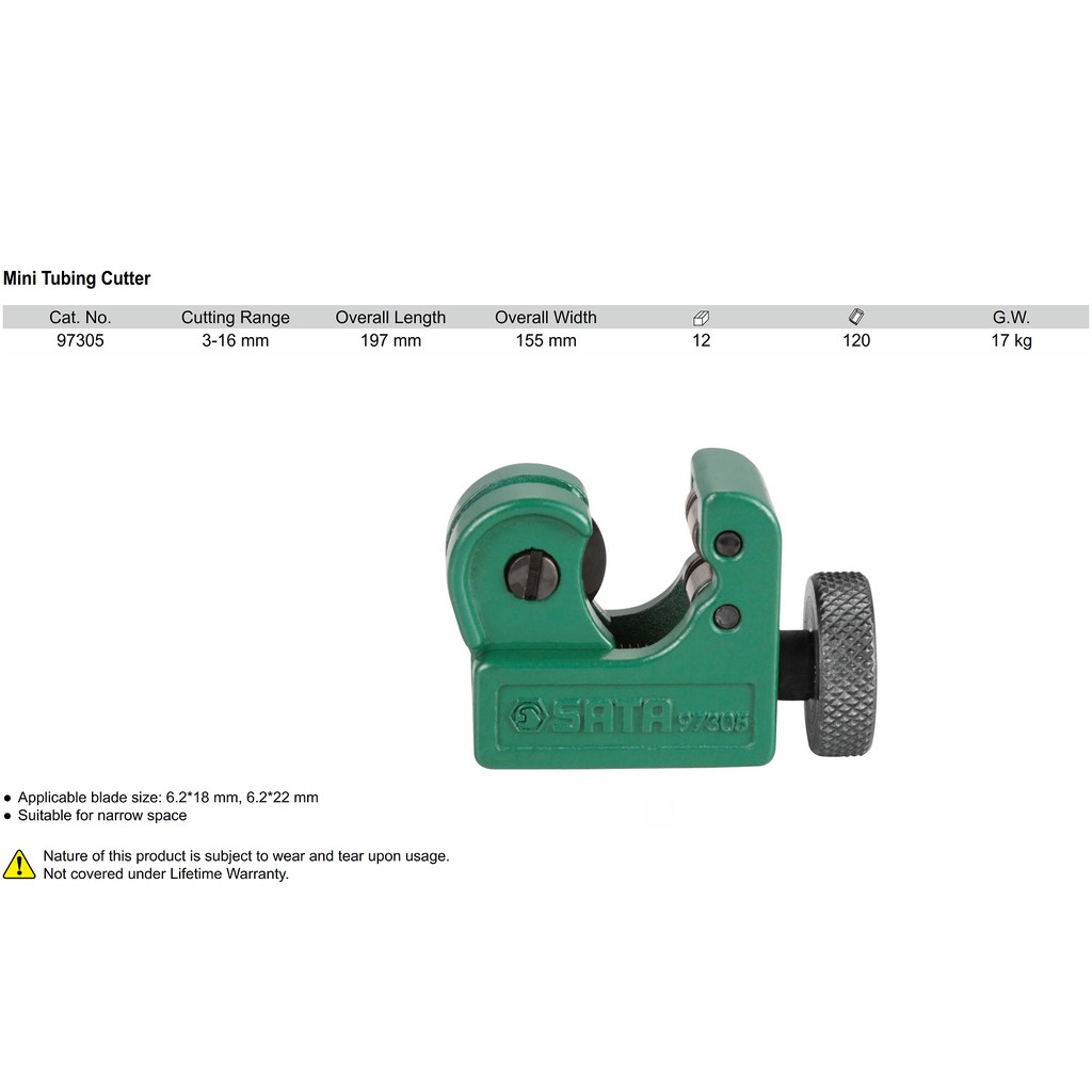 Pemotong Pipa Mini - Mini Tubing Cutter 3MM - 16 MM 97305 SATA TOOLS