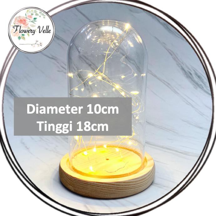 Kubah Kaca Glass Dome Besar Kosong Glassbox Container Display Box - lampu