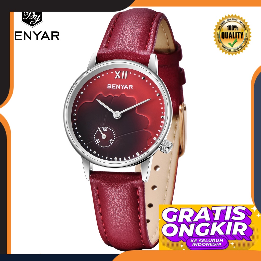 Benyar binya New Ladies temperament quartz watch fashion simple small second hand women's belt watch