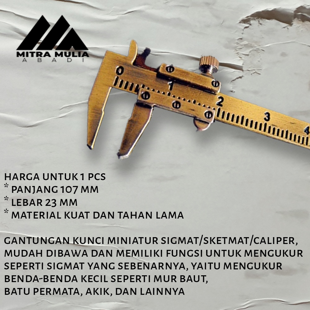 Gantungan Kunci Jangka Sorong | Keychain Jangka Sorong Stigmat Caliper - Gold