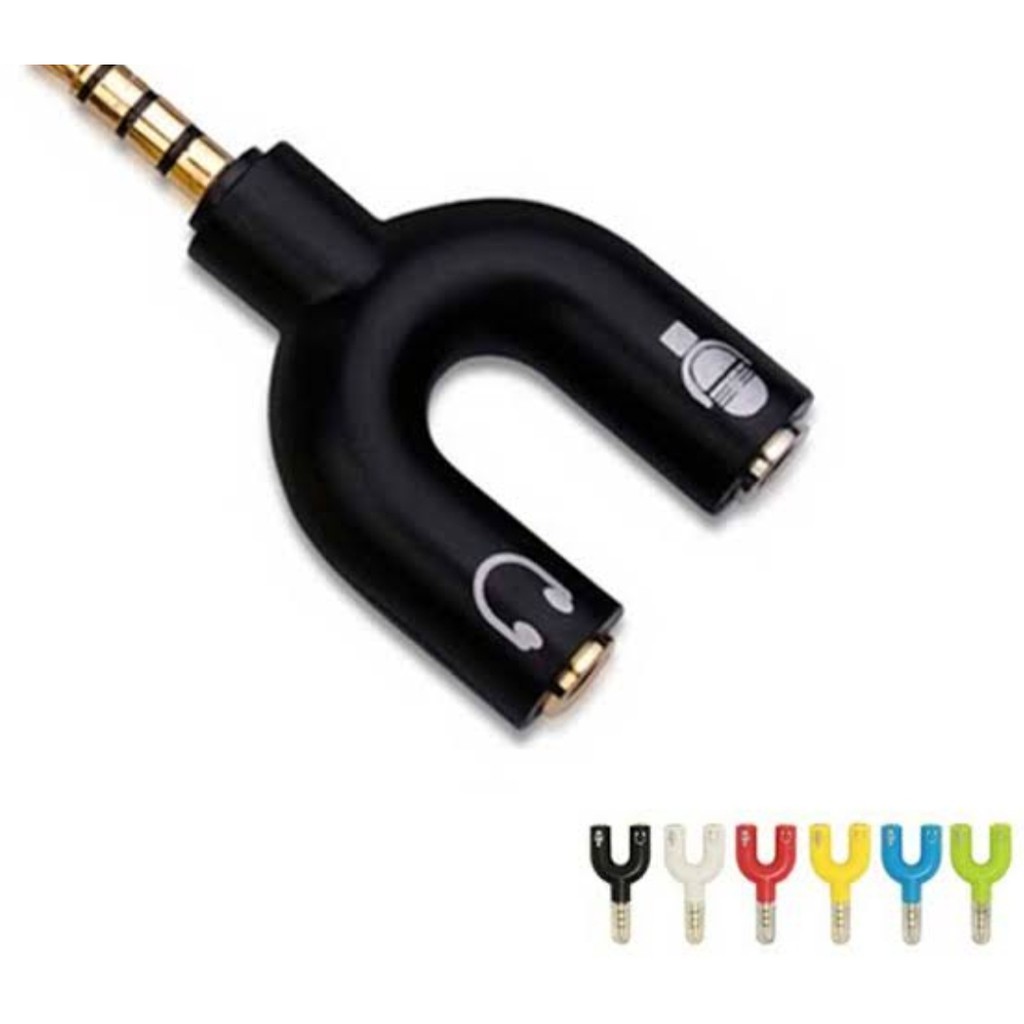 Splitter Audio 2 In 1 Shape U Male To 2 Female Stereo 3.5mm