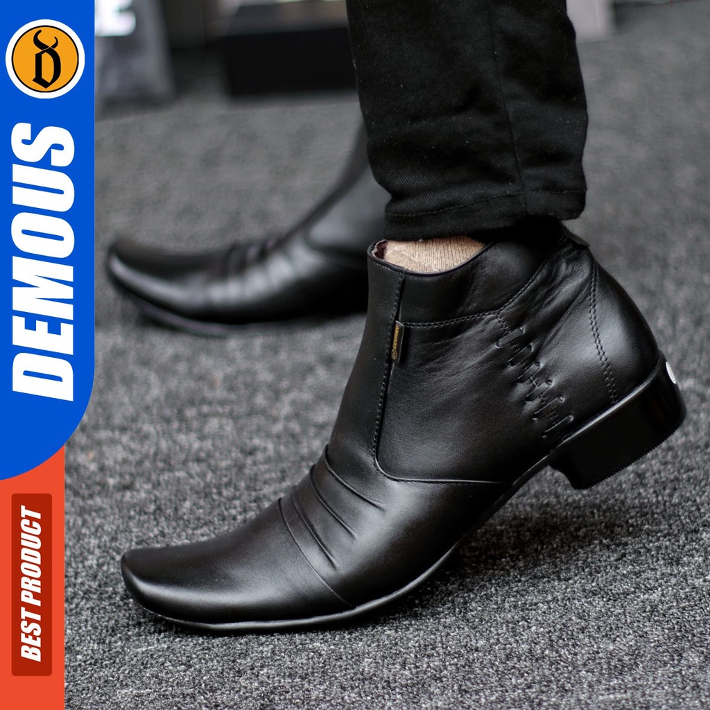 DEMOUS Cora - Sepatu Boot Pantofel Formal Kulit Asli Kerja Pria