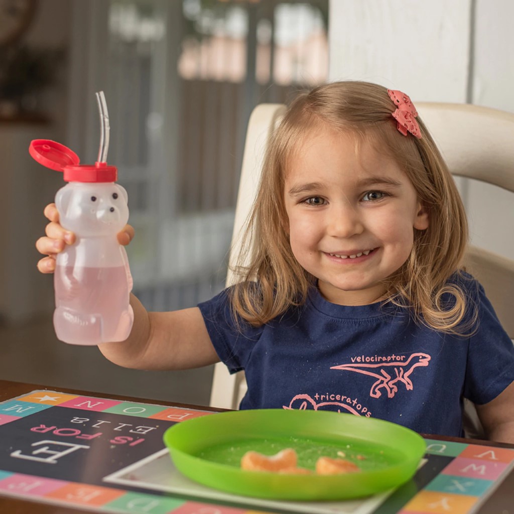 ARK Bear Bottle Kit For Straw Drinking (Botol minum beruang dengan katup untuk latihan sedot anak) - Therapy Tools