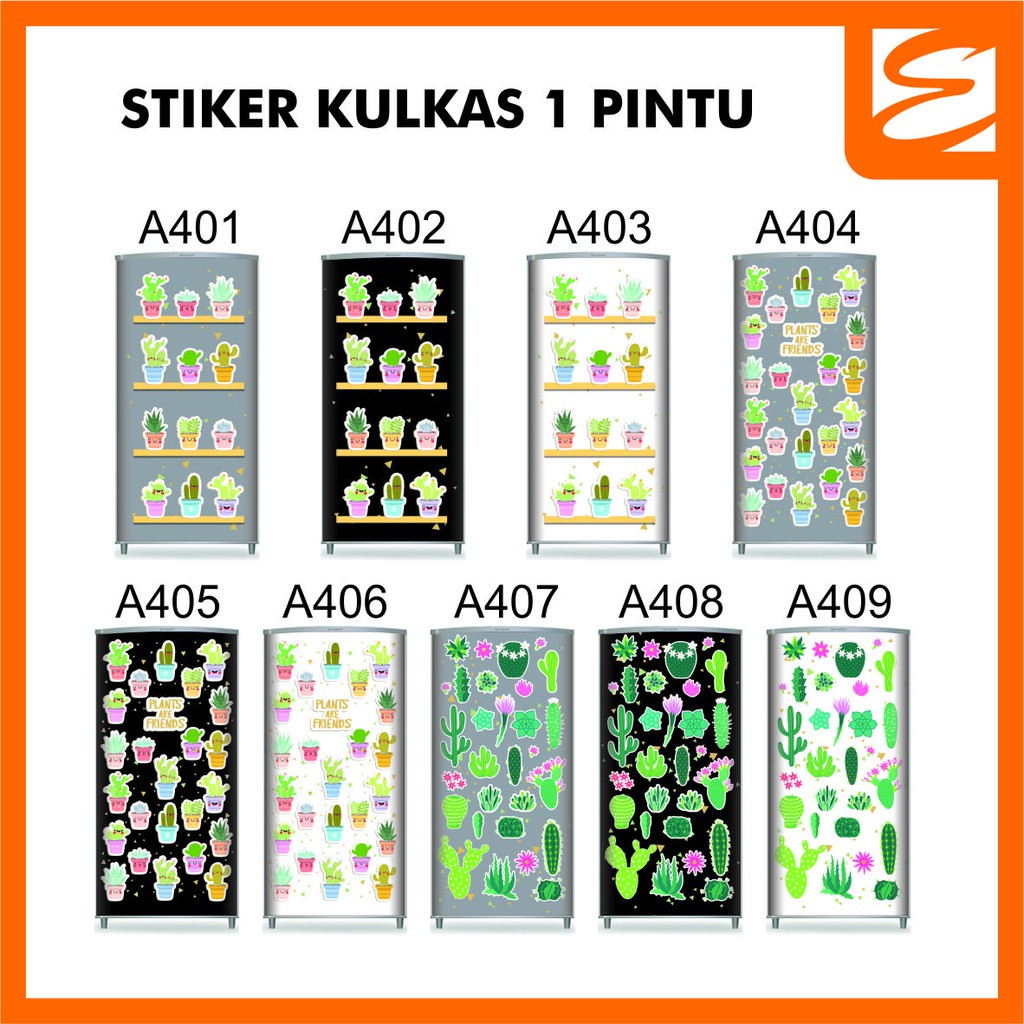 Stiker Kulkas 1 Pintu (60cm x 120cm) - Cactus 1 (Sticker Kulkas)