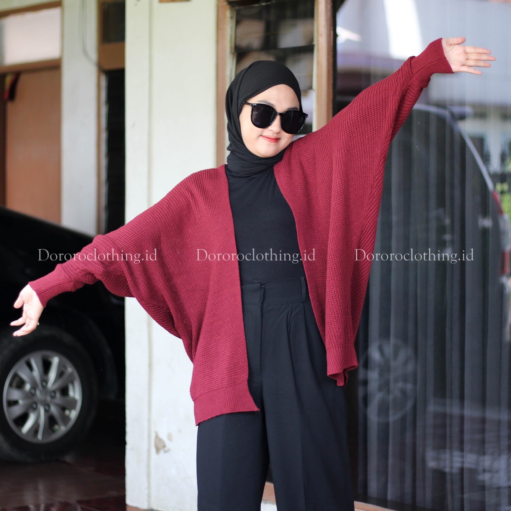 Cardigan Rajut Batwing Oversize Cardigan Jumbo Wanita Lengan Panjang