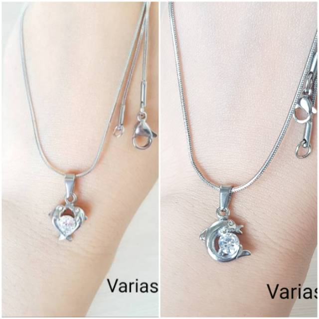 Kalung Motif Dolphin Special Edition Titanium Silver antikarat Selamanya