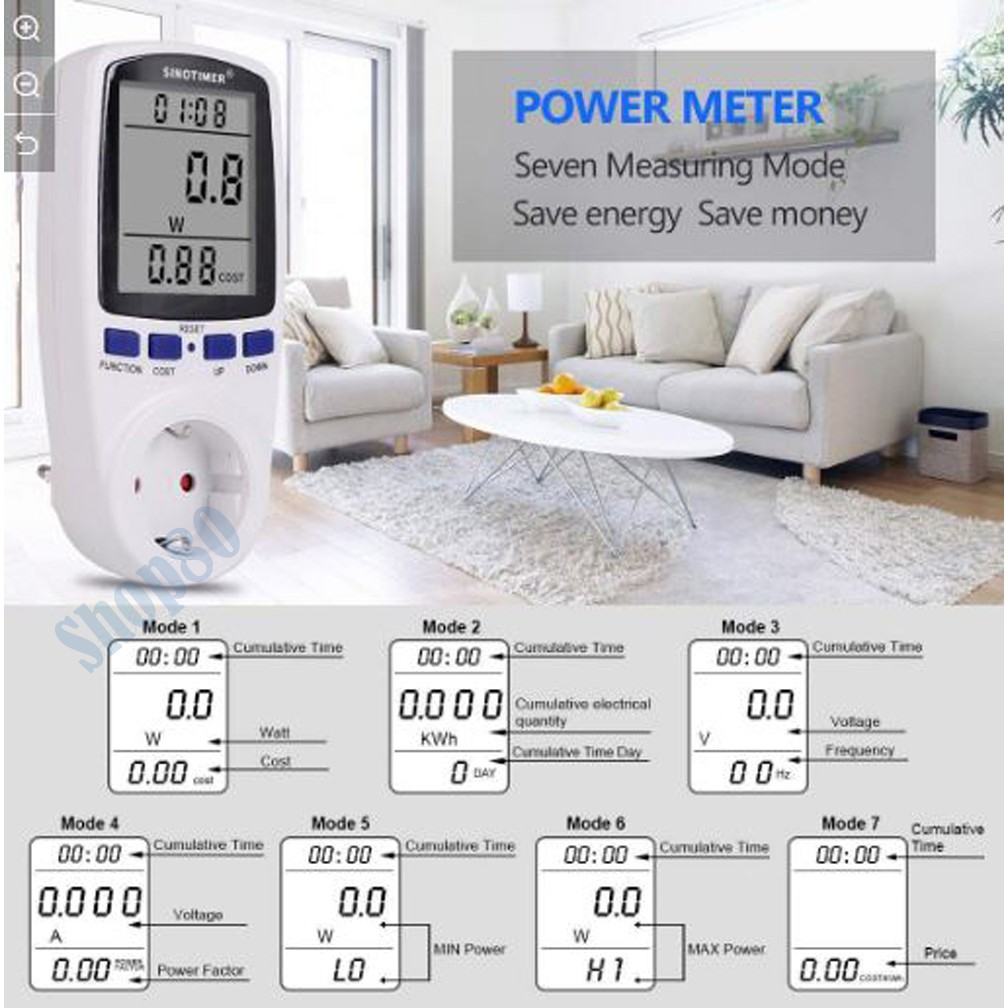 Power Meter Pengukur KWh Watt Volt Digital Daya Listrik AC Biaya PLN Voltmeter Taffware KWE-PM01