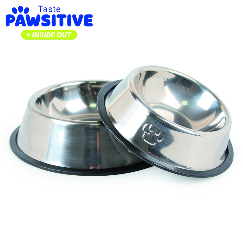 Mangkok Makan Minum Kucing Anjing Tempat Makan Kucing Anjing Stainless Steel Pet Bowl Wadah Stainles Anti Selip Tastepawsitive