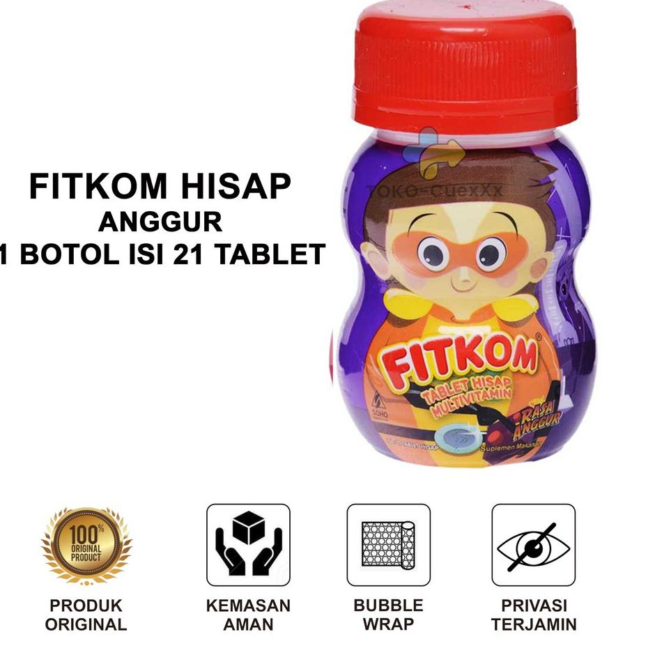 Terlaris FITKOM MULTIVITAMIN CALCIUM TABLET HISAP 1 BOTOL ISI 21 TAB VITAMIN ANAK TINGGI KALSIUM RAS