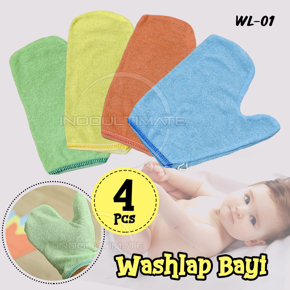 WL-01 4Pcs Wash Lap Bayi Waslap Mandi Bayi Handuk Mandi Bayi Baby Wash Lap MIX COLOUR