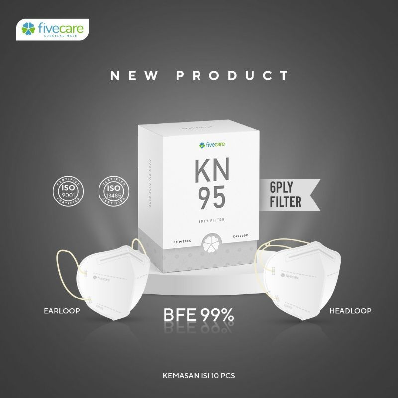 MASKER FIVECARE KN 95 6PLY SURGICAL WHITE