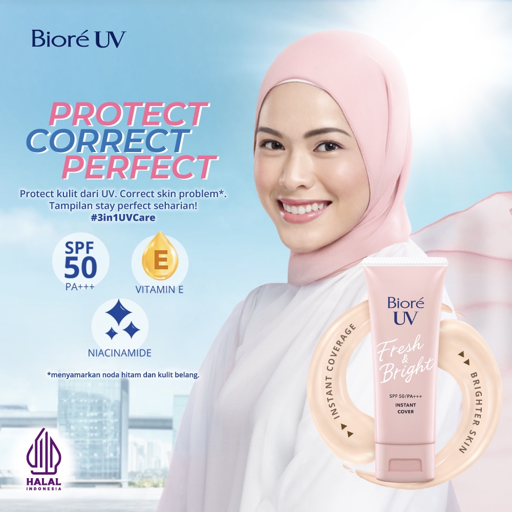 Biore UV Fresh &amp; Bright Instant Cover Sunscreen SPF 50+ PA+++