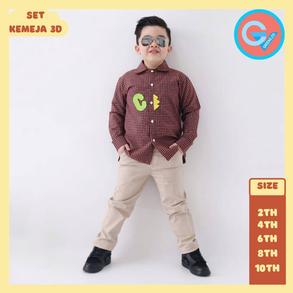 Setelan Anak Set Kemeja 3d Groove
