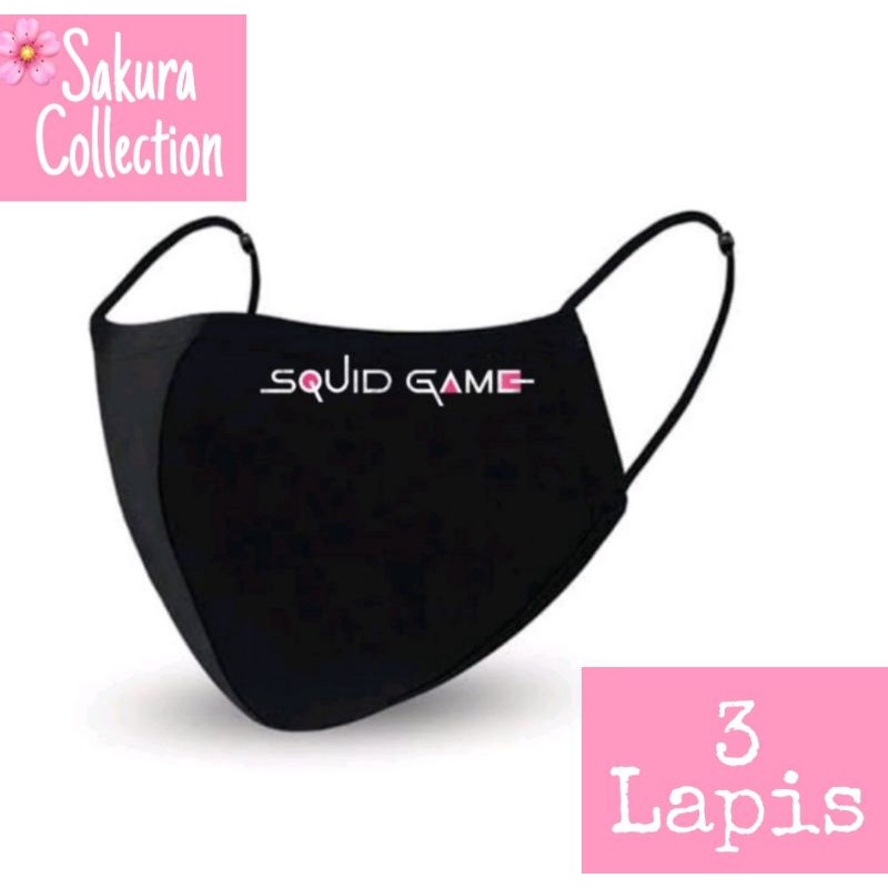 Masker Kain 3 Lapis / Scuba / Earloop - Squid Game