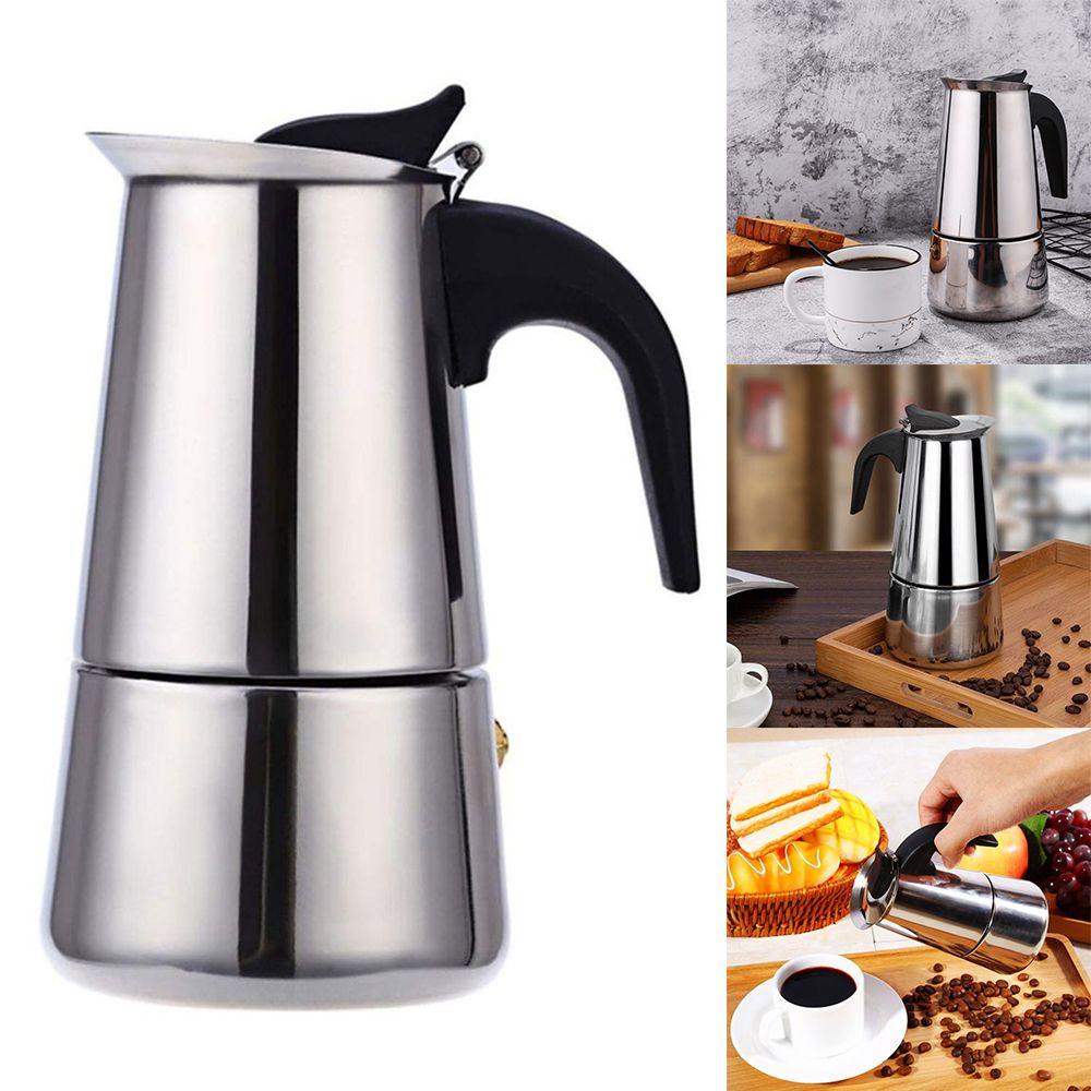 Solighter Kompor Espresso Maker Manual Tahan Panas Stainless Steel Kopi Espresso Gaya Itali Klasik2 /4 /6/9Cup