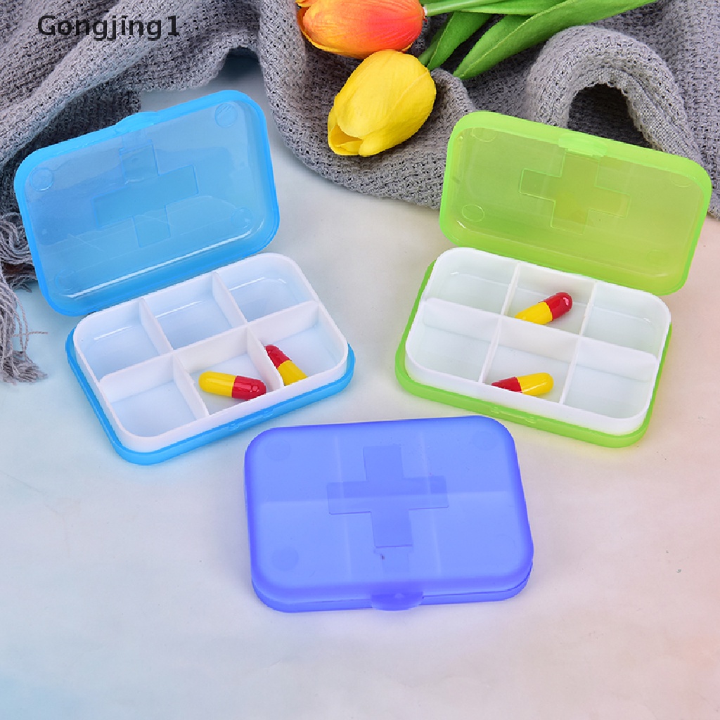 Gongjing1 Kotak Penyimpanan Obat Pil 6 Slot Portable Untuk Travel