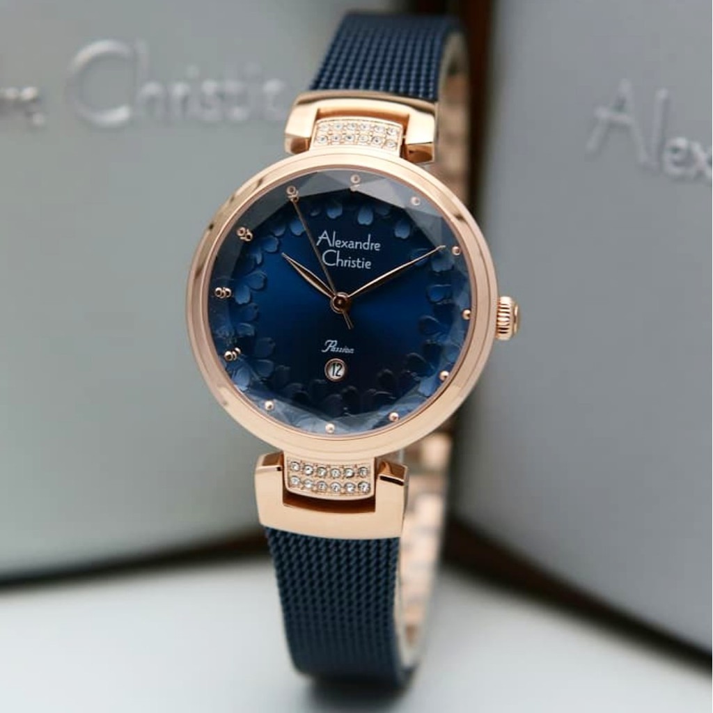 ALEXANDRE CHRISTIE ORIGINAL AC2756 BLUE ROSEGOLD JAM TANGAN WANITA