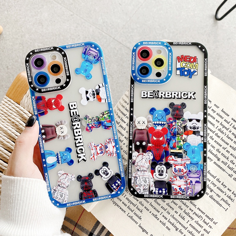 Fashion Violent bear Graffiti Angel eyes Shockproof Soft TPU Phone case IPhone 12 12Pro 12Promax 12mini 11 ProMax X Xs Max XR 7 8 Plus