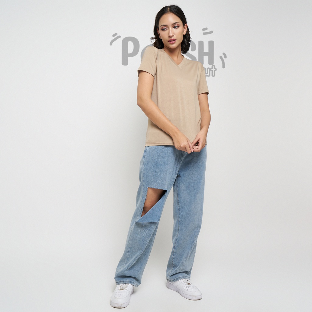 [POSH PEANUT] KAOS POLOS WANITA PREMIUM COTTON | BAJU POLOS WANITA | KAOS POLOS VNECK | KAOS POLOS ONECK | KAOS POLOS WANITA JUMBO | BAJU OVERSIZE