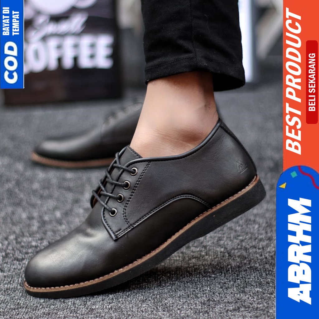 Sepatu Formal Pantopel Kerja Hitam Pria Original ABRHM CASPIAN