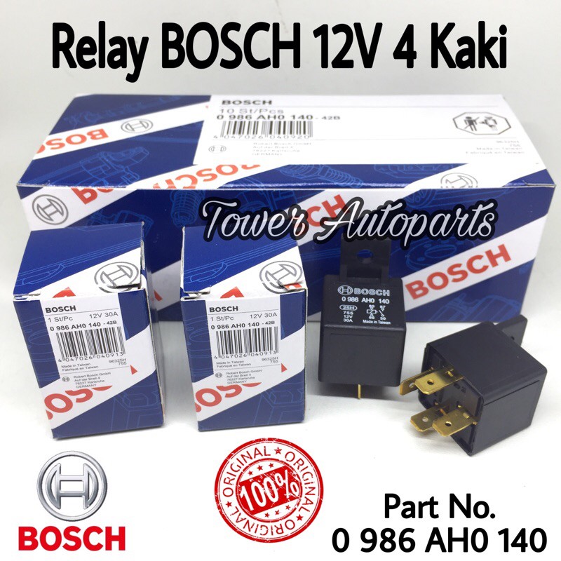 Grosir Murah 10pcs - Relay Bosch 12 Volt Kaki 4 / Pin - Riley Bosch 4 Kaki Original