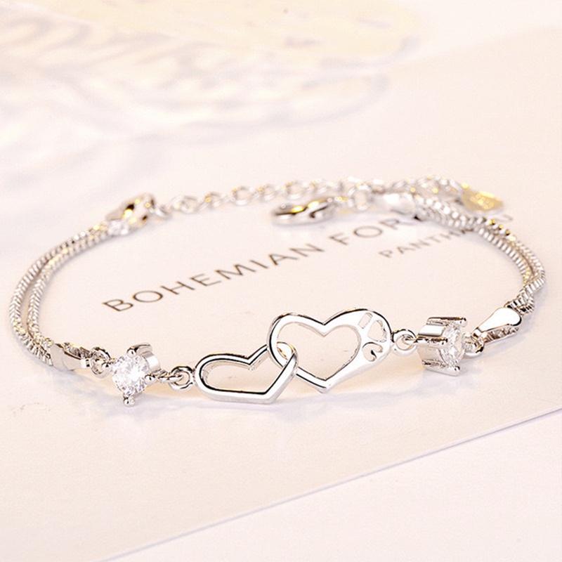 Korea Gelang Fashion Ganda Cinta Hati Bangle Wanita Perhiasan Aksesoris