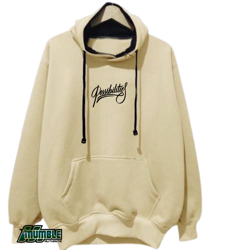 Hoddie Katun Pria Wanita Oversize Terbaru Sweater Hoodie Distro Original mumble Authentic List Posibility Warna Cream Unisex