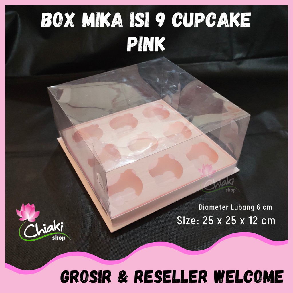 

Box Cupcake isi 9 PINK 25x25x12 cm Kotak Mika Donat Dus Kue Kardus Emas Muffin Cake Pudding Karton