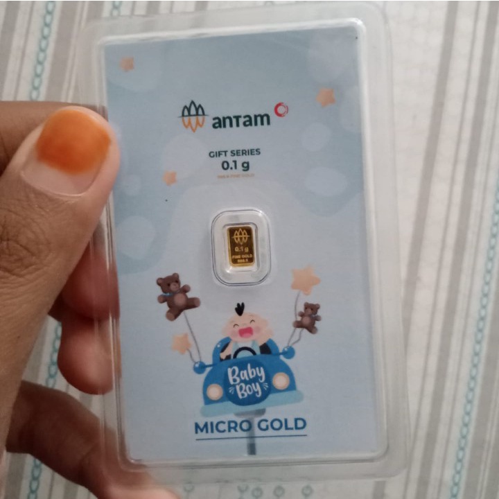 Micro Gold Emas Kita 0,1 Gram 0.1 Gr Resmi Antam x Hartadinata Gift Series Kelahiran Bayi Baby Boy G