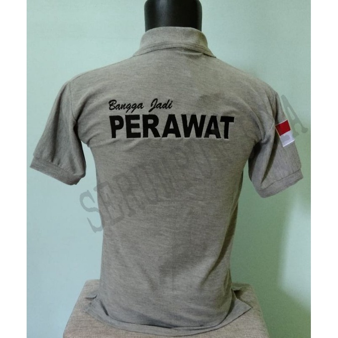 KAOS PERAWAT FULL BORDIR ABU - KAOS KERAH PERAWAT - KAOS PERAWAT ABU