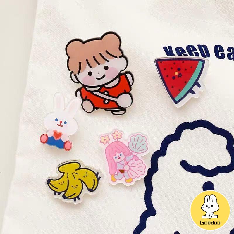 Cute Pin Brooch Bros Akrilik Korea Pin Tas Lucu Kartun Dari Hati Beruang Telur Rebus Yayli Lencana Tas Aksesoris -Doo