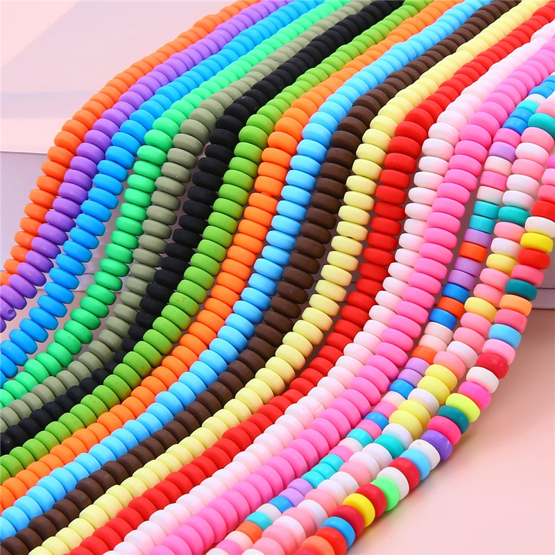 110pcs Manik-Manik Bulat Flat Polymer Clay 7x4mm 39cm / About Handmade Diy Untuk Membuat Perhiasan