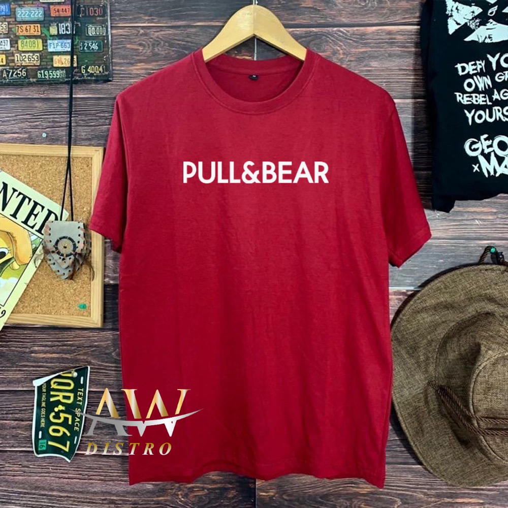 COD Baju Kaos Distro Pull&amp;Bear Text Putih Premium Quality Lengan Pendek Kaos Tulisan Kaos Kata-Kata Kaos Sablon