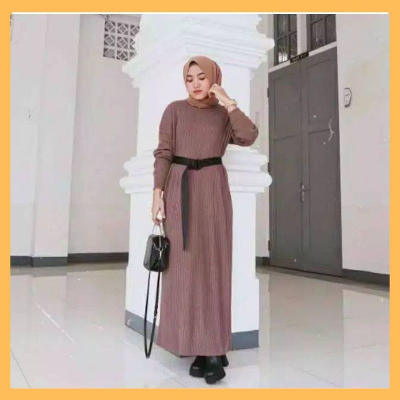 [ DRESS ] MEDARI LONG KNIT / LONG DRESS RAJUT / FASHION MUSLIM WANITA / BAJU RAJUT LONG DRESS / GAMIS RAJUT
