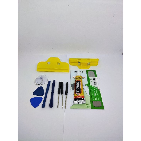 OBENG SET HP  8 IN 1 + LEM T7000 15ML + PENJEPIT LCD + ALAT PEMBUKA LCD TOUCHSCREEN RL-050 ALAT SERVIS HP