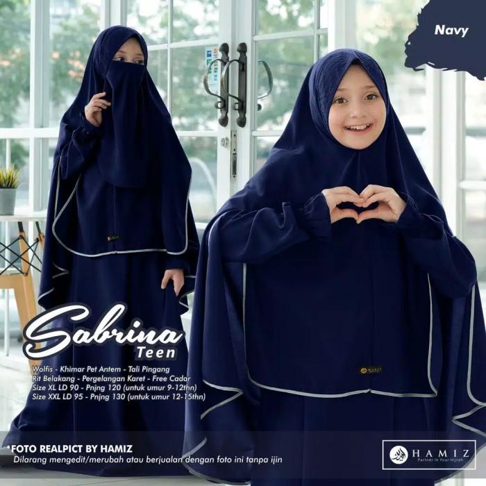 Sabrina Teen Syari Gamis Anak Remaja Set Khimar Wolfis Cadar