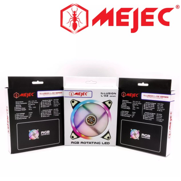 Fan case led mejec 12cm rgb rotating illusion L02 L-02 - Kipas casing komputer pc 120mm Auto rgb