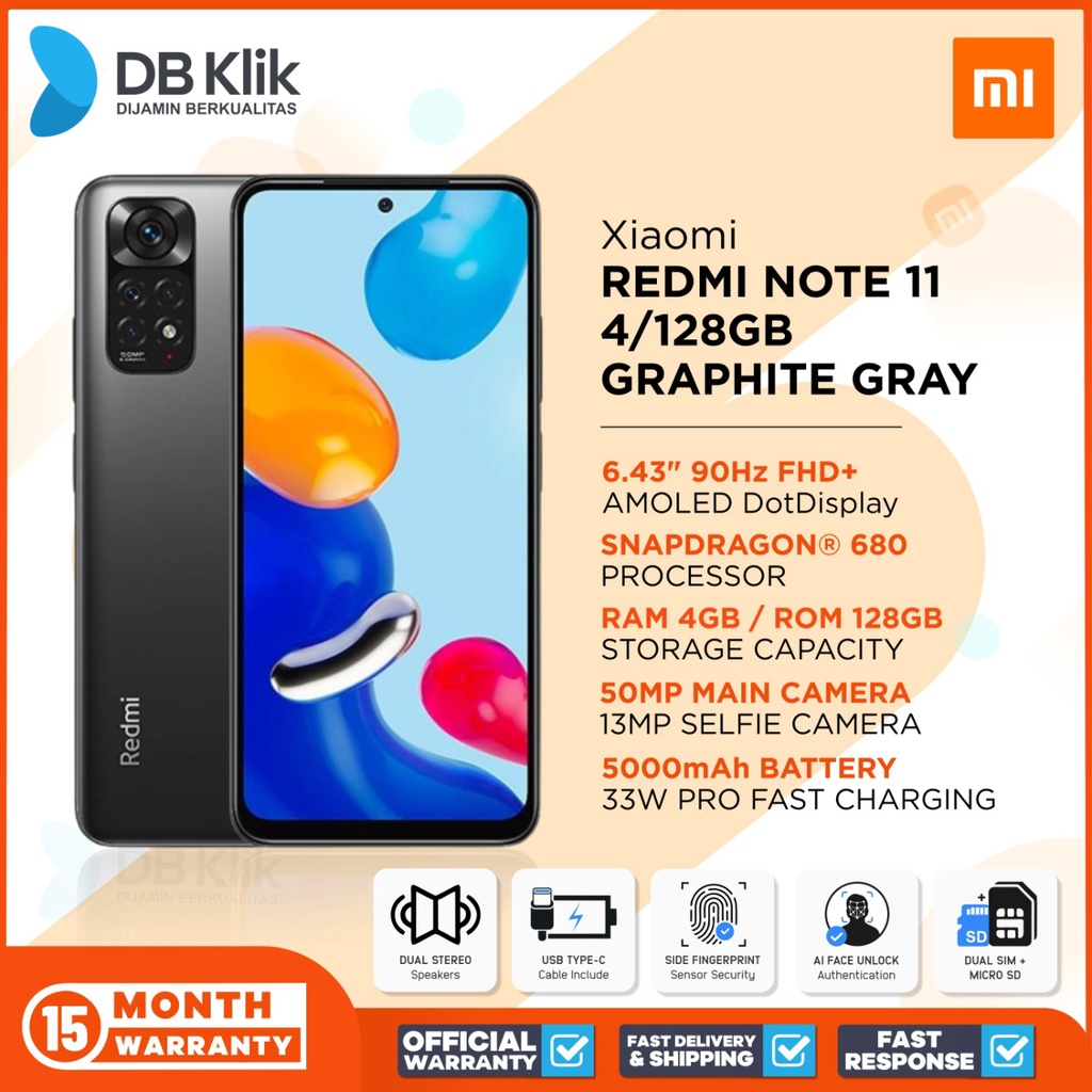 Handphone Xiaomi Redmi Note 11 4/128GB-Note 11 4GB 128GB Garansi Resmi