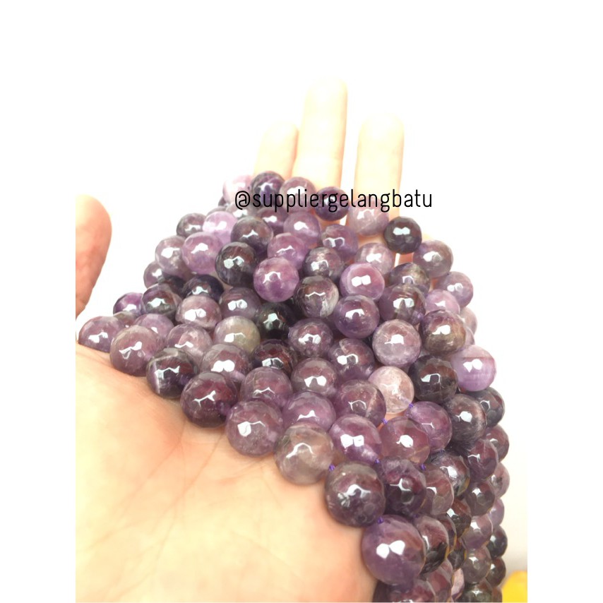 Batu kecubung brazil asli FACET 12mm CUTTING purple amethyst asli ungu aksesoris etnik martapura