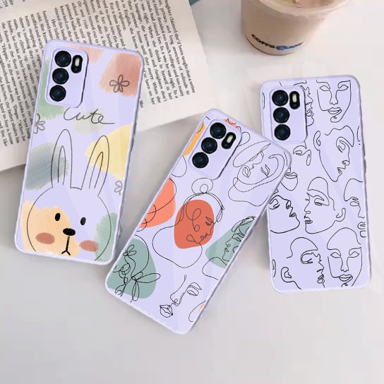 Softcase Glass Macaron Lilac [SM47]  For Oppo Reno 6 4G A5s A16 A15 Reno 5F Reno 5 A54 | Case Oppo A