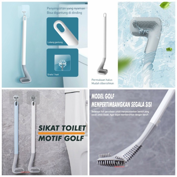 Model Golf Silikon Sikat WC Toilet Lengkung Fleksibel Brush Sikat Pembersih Kamara Mandi Kloset