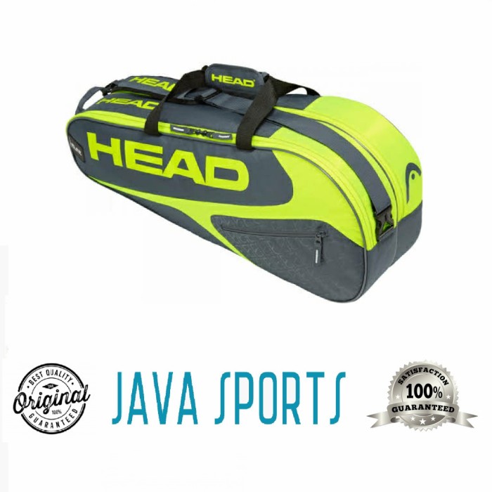 TENIS-RAKET- TAS TENIS HEAD ELITE 6R COMBI TENNIS BAG GREY NEON YELLOW 283739 -RAKET-TENIS.